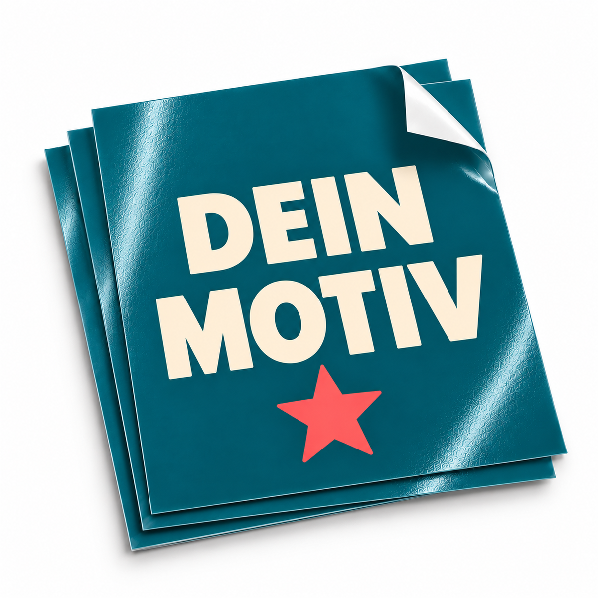 Outdoor-Aufkleber mit dem Beispieltext „Dein Motiv“ – Produktvisualisierung