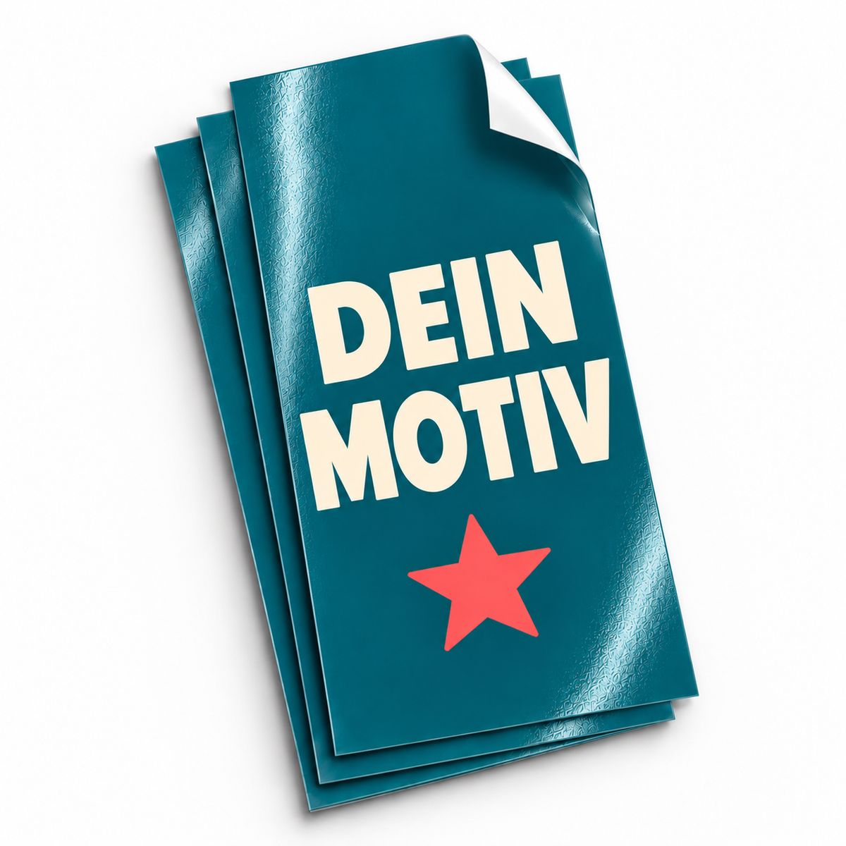 Outdoor-Aufkleber mit dem Beispieltext „Dein Motiv“ – Produktvisualisierung