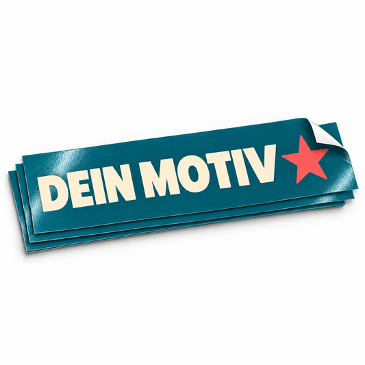Outdoor-Aufkleber mit dem Beispieltext „Dein Motiv“ – Produktvisualisierung