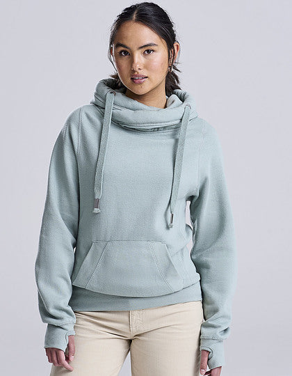 Just Hoods JH021 Cross Neck Hoodie – optional mit Wunschdruck