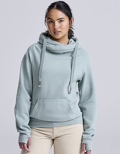Just Hoods JH021 Cross Neck Hoodie – optional mit Wunschdruck