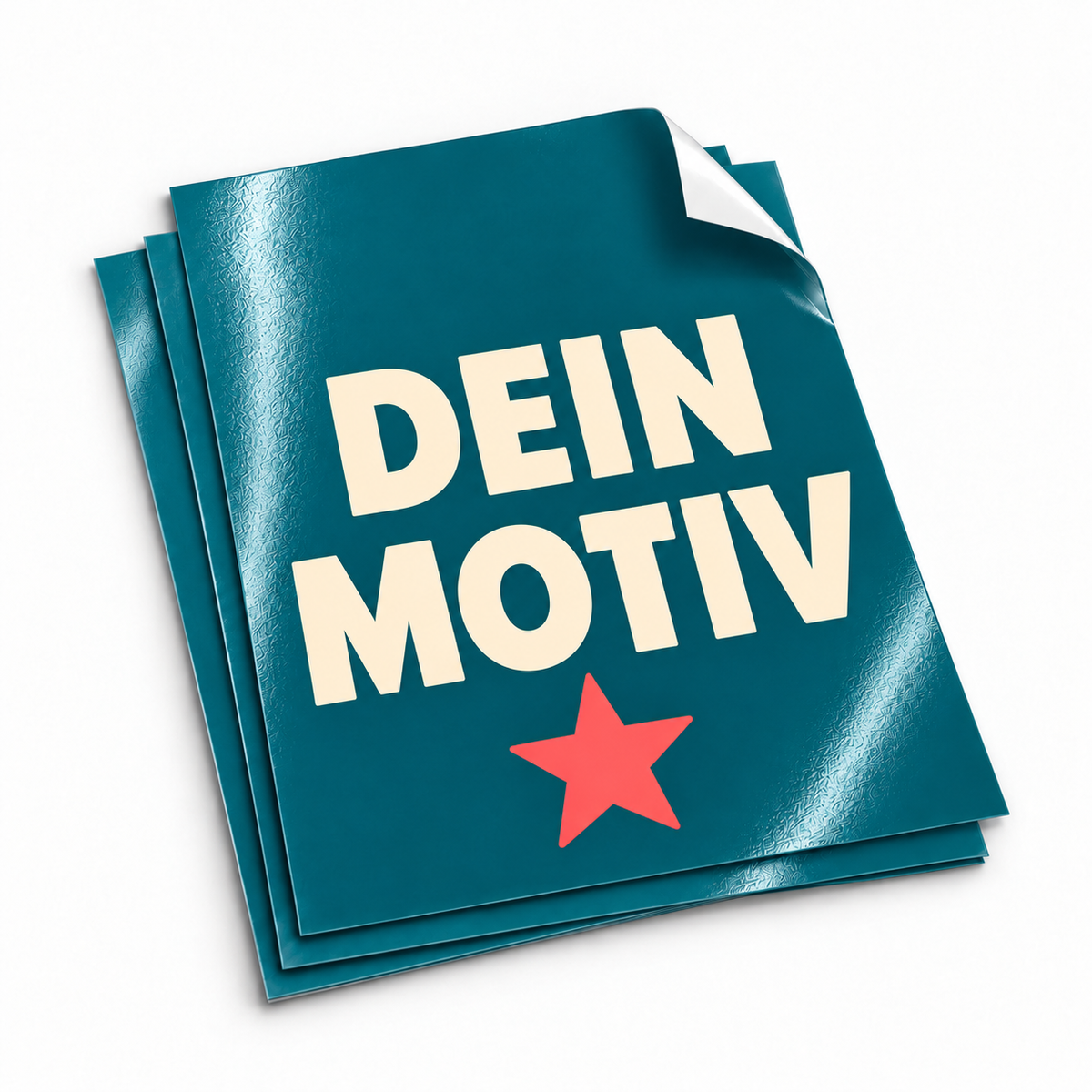 Outdoor-Aufkleber mit dem Beispieltext „Dein Motiv“ – Produktvisualisierung
