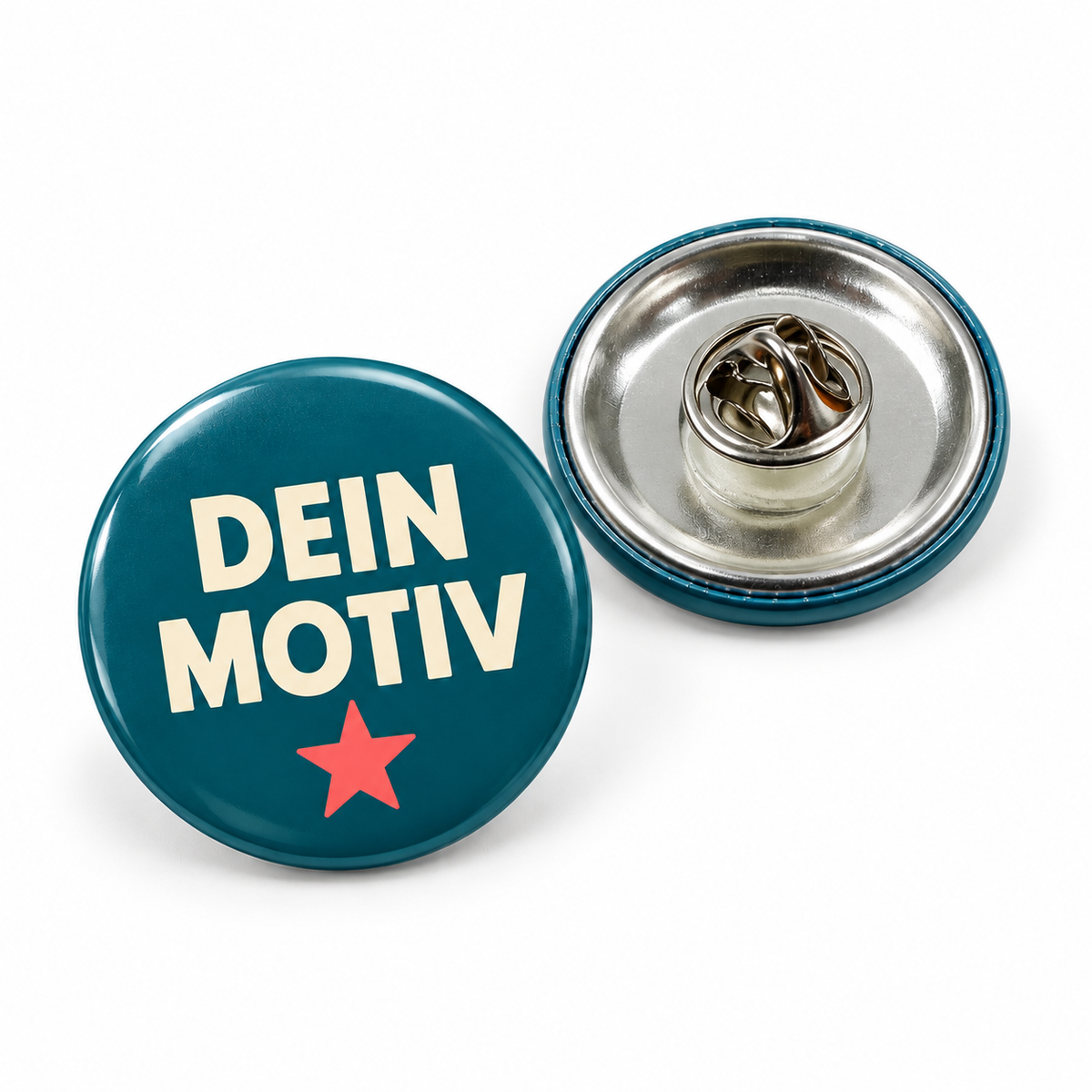 25mm Buttons mit Butterflyverschluss – Vorder- und Rückseite, Produktvisualisierung
