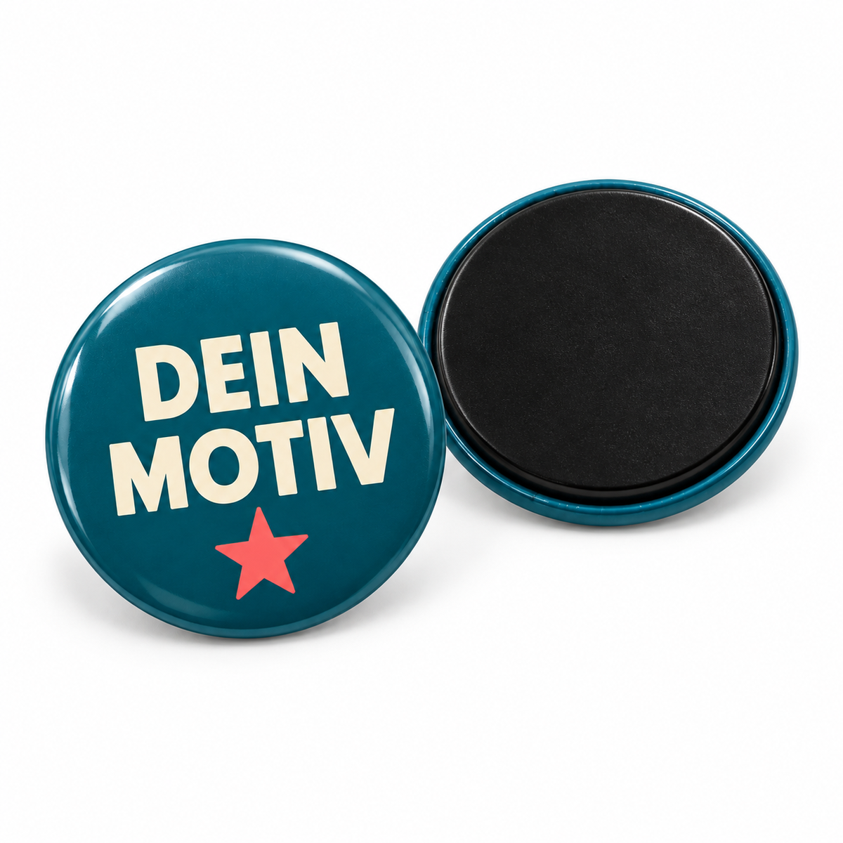 25mm Buttons mit Magnet – Vorder- und Rückseite, Produktvisualisierung