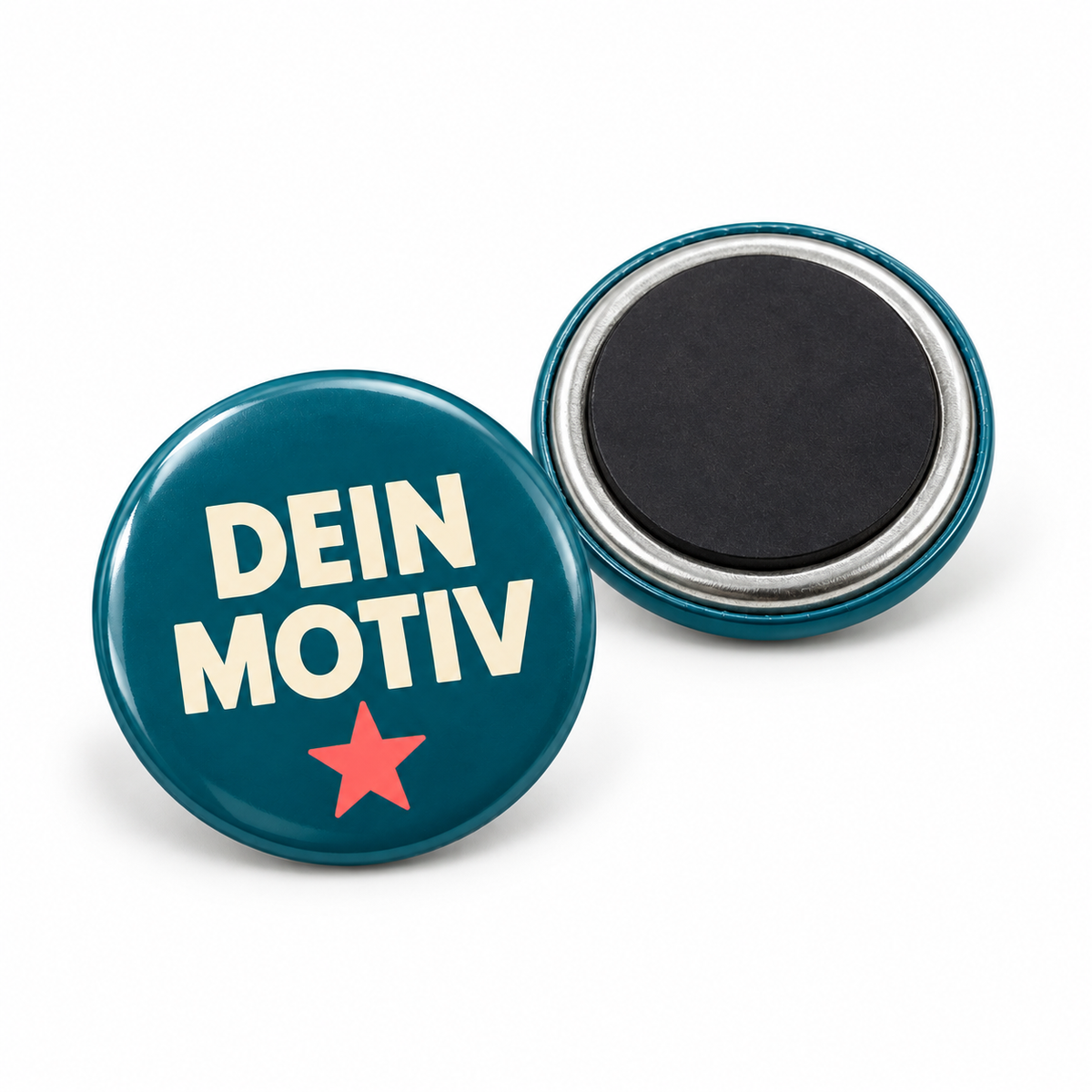 25mm Buttons mit Magnet (USA) – Vorder- und Rückseite, Produktvisualisierung