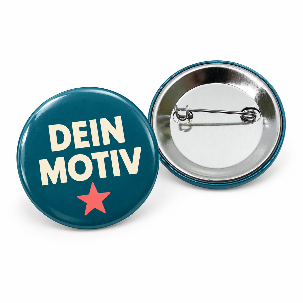 Button mit Sicherheitsnadel – Vorder- und Rückseite, Produktvisualisierung