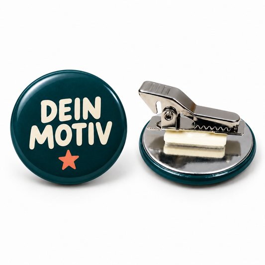 Button – Vorder- und Rückseite, Clip – Produktvisualisierung