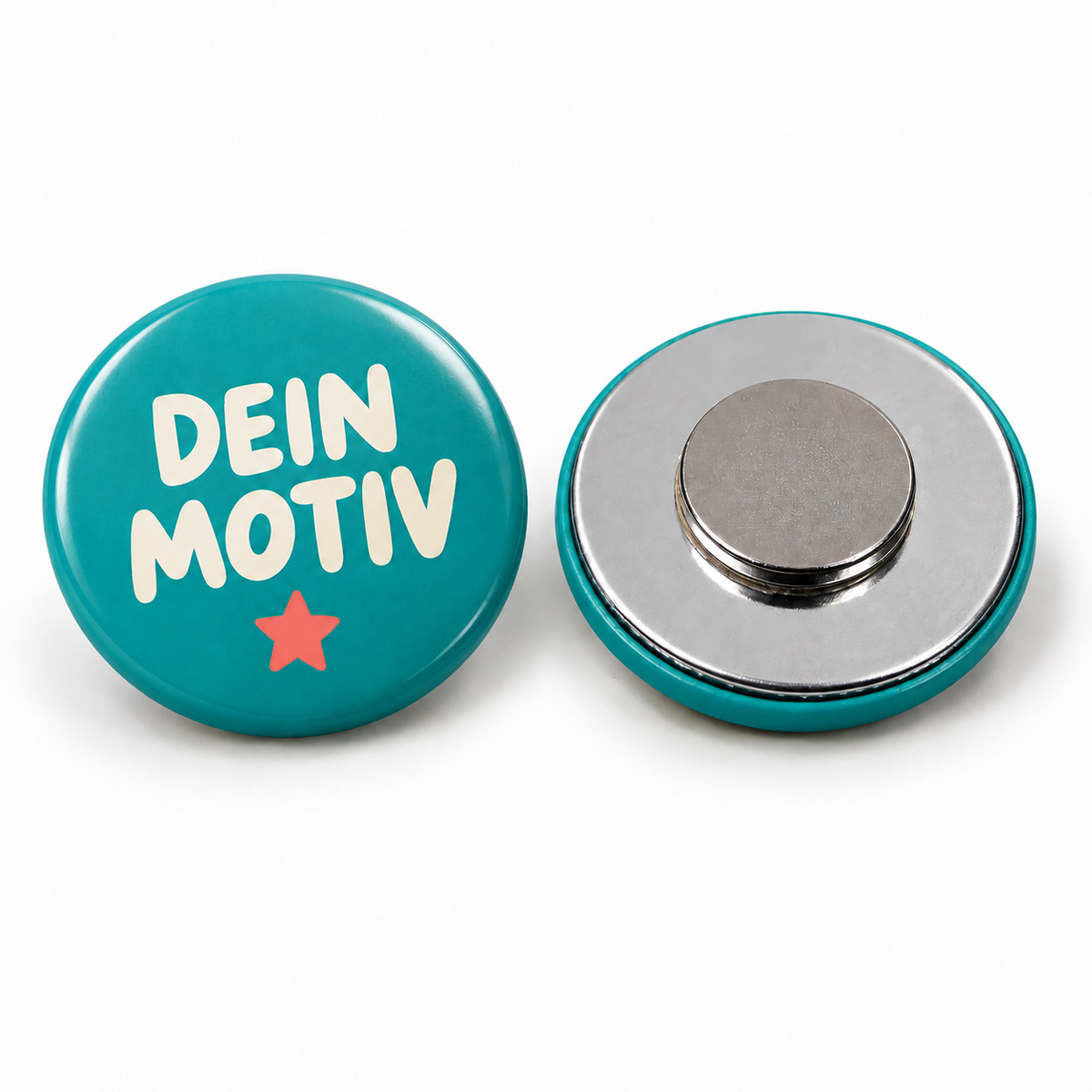 Button – Vorder- und Rückseite, Powermagnet – Produktvisualisierung