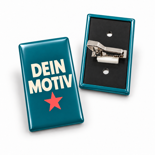 44x68mm Buttons mit Clip (Hochformat) – Vorder- und Rückseite