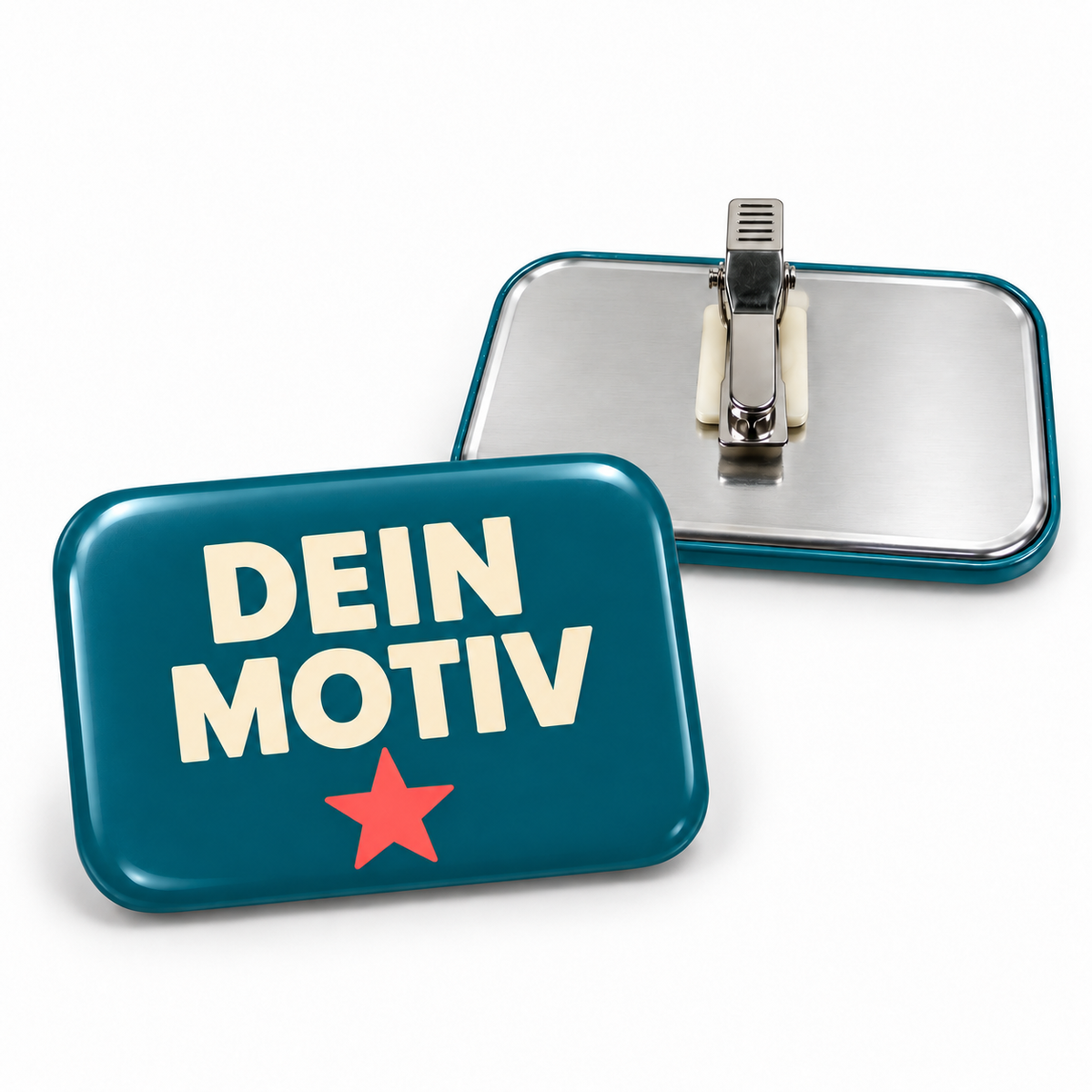 50x76mm Buttons mit Clip – Vorder- und Rückseite