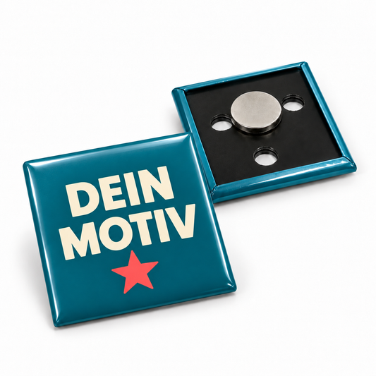 40x40mm Buttons mit Powermagnet – Vorder- und Rückseite