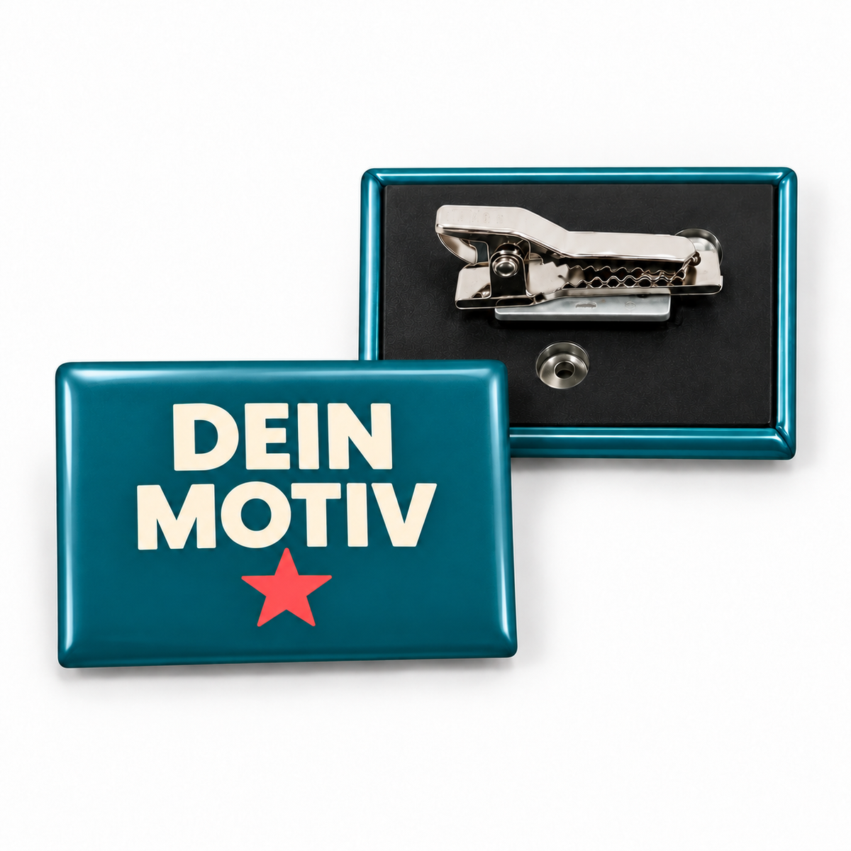 44x68mm Buttons mit Clip – Vorder- und Rückseite